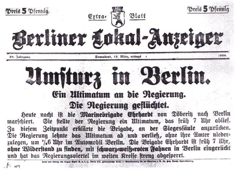 Zeitung: Umsturz in Berlin